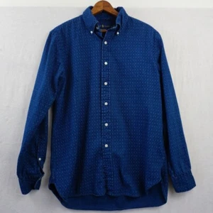 Ralph Lauren Indigo Oxford Shirt M Blue Dobby Dot Button Down Long Sleeve Casual - Picture 1 of 9