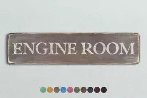 ENGINE ROOM Vintage Style Wooden Sign. Shabby Chic Retro Home Gift - Picture 1 of 4
