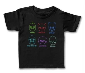 PJ MASKS - HERO AND BADDIES - BLACK TEE 7 YEARS !!!! NEW - Picture 1 of 15
