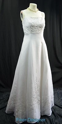 San Martin White Wedding gown bridal dress shimmer bead straps Size 10 NWT $1300 - Image 1 of 4