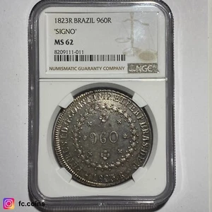 BRAZIL - 960 Reis 1823 R (Rio de Janeiro) MS62 - Silver Coin - @fc.coins - Picture 1 of 4