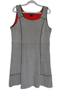 Womens Size 18 Lands End Herringbone Sleeveless Dress A Line Midi Knee Length - Picture 1 of 6