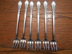 6 Knobler Japan Stainless Seafood Cocktail Forks Mid-Century - Picture 1 of 3