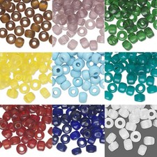 100 Glass 9mm x 7mm Crow Pony Barrel Shaped Beads with Big 2.5mm - 4mm Hole