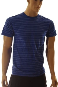 Herren blau gestreift Rundhals SS T-Shirt Top Größe Medium XL Baumwolle Sommer NEU - Bild 1 von 1