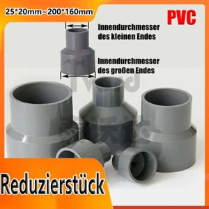 PVC Reduzierstück Muffe Rohr Fitting Ø20mm~200mm Grau Klebefittings Lang Konisch - Bild 1 von 43