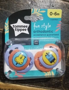 Tommee Tippee Fun Style Chupetes de Ortodoncia 0-6 Meses 1 Paquete de 2 Nuevos - Imagen 1 de 1