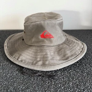 VTG 90s Quiksilver Fishing Bucket Outdoors Hat One Size Olive USA Distressed - Picture 1 of 14