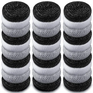 30 Pcs Plastic Round Dish Scrubbers for Dishes Non-Scratch Scouring Pad - Picture 1 of 7