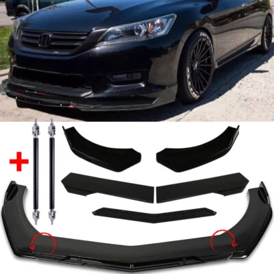 Alerón divisor de labios para parachoques delantero brillante con varillas de puntal EE. UU. Foto 1 de 4