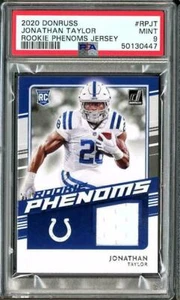 🔥 JONATHAN TAYLOR RC 🔥 2020 Panini Donruss ROOKIE PHENOM JERSEY PATCH PSA 9 - Bild 1 von 2