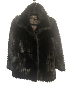 Vintage Jacques Saint Laurent For Genelle Black Fur Coat Small Pockets - Picture 1 of 11