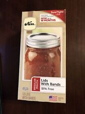 1 BOX 12ct KERR Regular MOUTH Canning Jar Lids Rings NEW SEALED 12 TOTAL LIDS