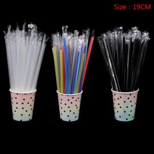 100Pc Clear Individually Wrapped Drinking Pp Straws Drinks Straws Party SuppA>~E - Picture 1 of 11