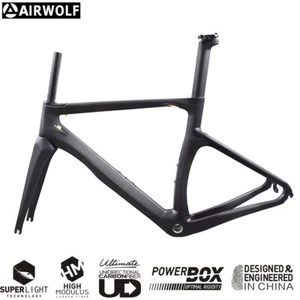 AIRWOLF Aero Carbon Fiber Road Bike Frame Disc/V Brake Frameset 3K BSA 700*25c - Picture 1 of 16