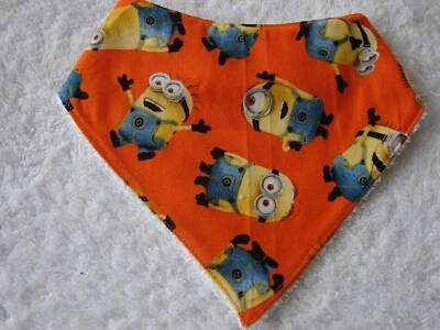 Minions Orange Bandana Dribble Bibs Cotton Front Towelling Back Handmade - image 1 of 2
