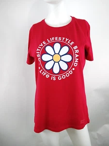 Life is Good Women S/S Crusher Lite Tee Positive Lifestyl Daisy Red Medium 77731 - Picture 1 of 10