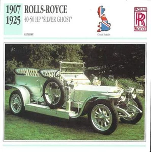 Edito Service card 1907-1925 ROLLS ROYCE SILVER GHOST Spec Sheet car fact 1991 - Picture 1 of 2