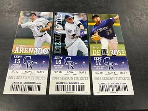 Rockies 2014 ticket stub 9/15/14-9/16/14-9/17/14 vs dodgers - Imagen 1 de 4