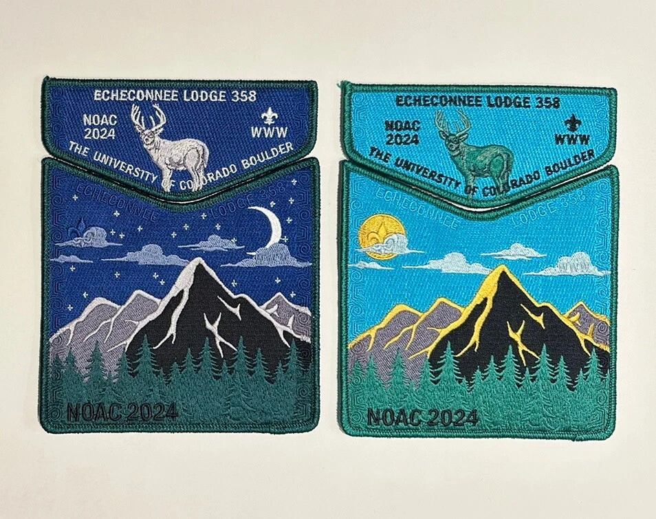 OA BSA PATCHES NOAC 2024 ECHECONNEE LODGE NIGHT - DAY RARE-100 MADE 4-PIECE SET - Image 1 of 1