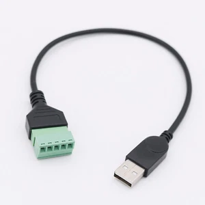 USB 2.0 A Male to 5 Pin Screw Connector with Shield Terminal Plug Adapter Cable - Picture 1 of 12