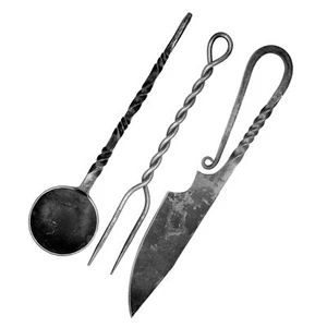 Juego de vajilla funcional de hierro forjado para camping al aire libre con cuchillo con funda - Imagen 1 de 12