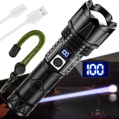 Rechargeable LED Torch Super Bright 500000LM 5 Lighting Modes Waterproof 5000mAh - Image 1 of 4