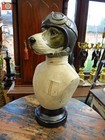CHARMING DOG RACING DRIVER BUST. Vintage Style, Hand Painted, Large & Lovely!