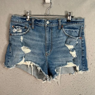 Pantalones Cortos Abercrombie & Fitch High Rise Mamá Talla 14 Azul Denim Envejecido Foto 1 de 4