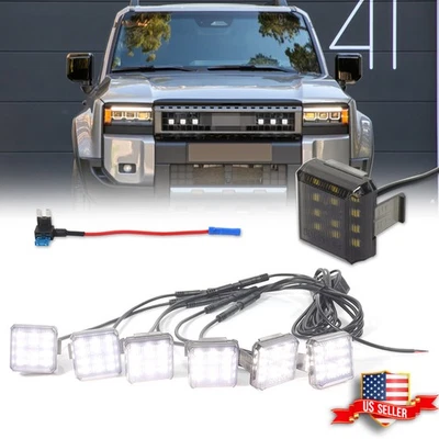 Kit de iluminación de parrilla delantera LED blanco humo de 6 piezas para Toyota 2024+ Land Cruiser J250 Foto 1 de 4