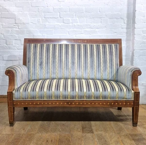 Antique inlaid mahogany 2 seater bench - salon sofa settee - Picture 1 of 21
