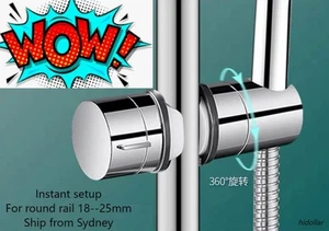 ROUND REPLACEMENT SHOWER RAIL HEAD SLIDER HOLDER RACK ANGLE ADJUSTABLE 18-25mm - Picture 1 of 2