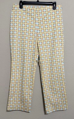 Sigrid Olsen Sport Women’s Cropped Pants Pastel Artsy Geometric Size 10 Yellow - Image 1 of 4