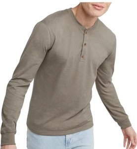 Hanes Comfortblend Originals T-Shirt, Long Sleeve Cotton Henley for Men-SMALL - Picture 1 of 5