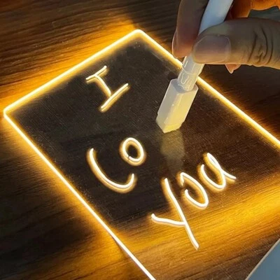 Note Board Creative Night Holiday Warm Soft Led Light USB Message With Pen New - Image 1 of 4