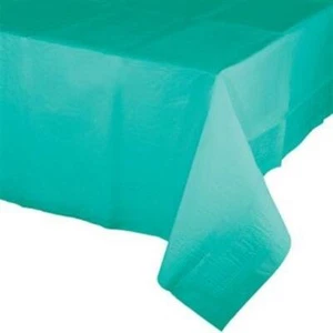 Teal 2/Ply Paper-Poly Banquet Tablecloth 54" x 108" Teal Tableware Decorations - Picture 1 of 1