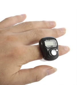 Anillo de dedo digital negro contador temporizador religioso tejido fila Tasbeeh - Imagen 1 de 8