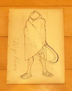 DIEGO RIVERA -CAMPESINO- 12" x 8.5” INK ON PAPER AUTHENTIC HAND DRAWING - Picture 1 of 4