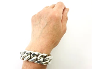 Brazalete de cadena de plata esterlina 925 muy pesado Taxco México. 7,25", 260 gramos - Imagen 1 de 14