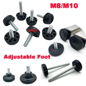 Plastic Furniture Feet Adjustable Table Legs Leveling Foot Anti-Slip Pads M8 M10 - Picture 1 of 28