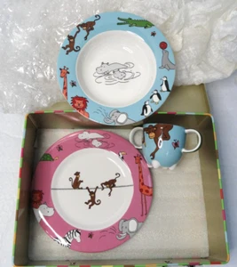 Villeroy & Boch Colorful Children's 3 Piece Dish Set Zoo Animals Mug Plate Bowl - Picture 1 of 23