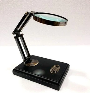 Antique Brass Compaq Magnifying Glass Vintage Black Nautical Table Decor - Bild 1 von 5