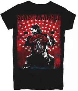 CAMISETA SOA SONS OF ANARCHY JAX PÓSTER EE. UU. BANDERA ESTRELLAS CALAVERA SEGADOR JUNIORS S-2XL - Imagen 1 de 3