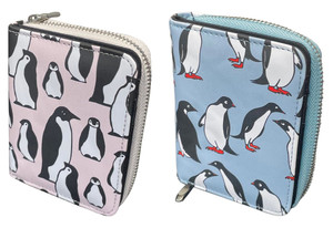 Ladies Purse and Wallet, Medium Size Purse Featuring Penguins, Zipped with Coin