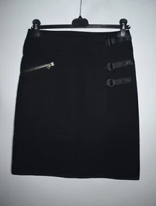 Prada Vintage Nylon Strap Designer Zip Black Pencil Skirt Red Tag Rare Size 40 - Picture 1 of 12