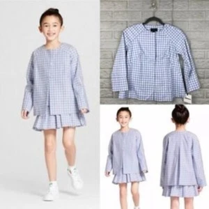 Victoria Beckham for Target Spring Jacket Girls size L Pastel Blue Gingham NWTs - Picture 1 of 10