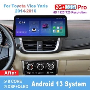 12.3 inch Screen Android Car Radio For Toyota Vios Yaris 2014-2016 Head Unit - Picture 1 of 7