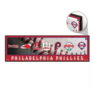 PHILADELPHIA PHILLIES RETRO LOGOS COOPERSTOWN COLLECTION WOOD SIGN 9"x30" 👀🔥 - Picture 1 of 1