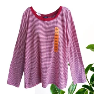 SPLENDID Women’s Top Blouse Button Back Long Sleeve Red Mini Stripe Size XXL - Picture 1 of 14