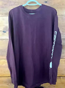 Carhartt Mens Shirt XL Long Sleeve Spell Out Logo Maroon Work Casual Cotton - Picture 1 of 5